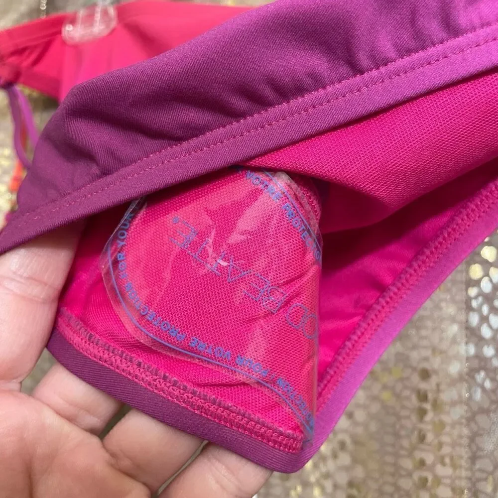 Bleu Rod Beattie Cotton On Pink Purple Ombre Tassel Bikini Set Large/12 NWT